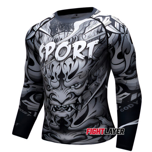 'Komainu Gray' Long Sleeve Rash Guard