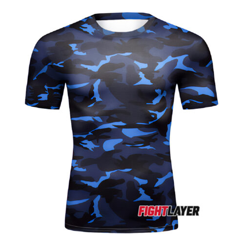 'Navy Blue Camo' Short Sleeve Rash Guard