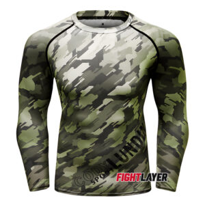 'Urban Olive Green Camo' Long Sleeve Rash Guard