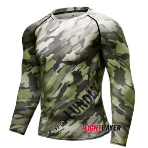 'Urban Olive Green Camo' Long Sleeve Rash Guard