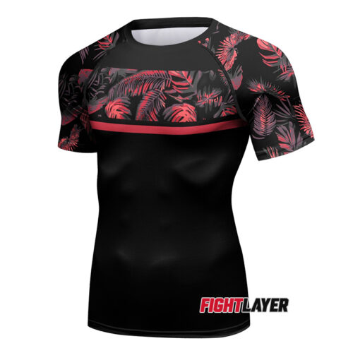 'Hawaiian Tropical Red' Short Sleeve Rash Guard