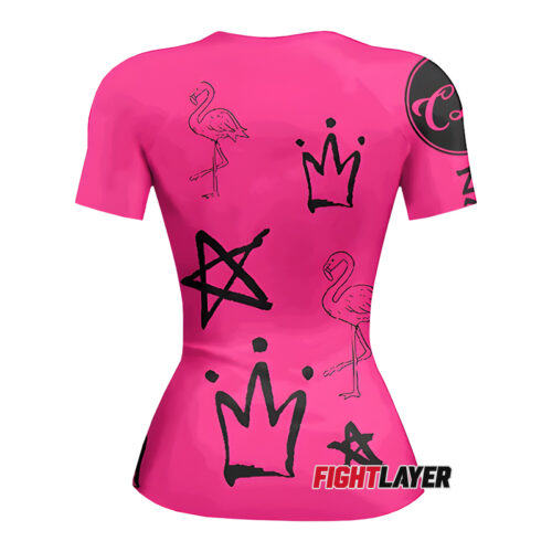 Women's 'Royal Flamingo' Short Sleeve Rash Guard