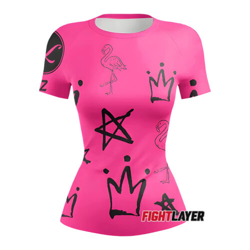 Women's 'Royal Flamingo' Short Sleeve Rash Guard