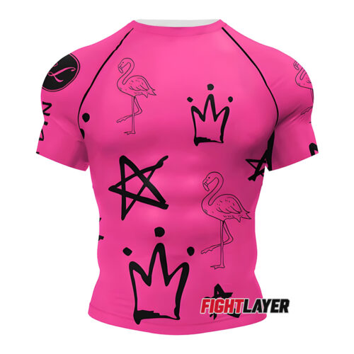 'Royal Flamingo' Short Sleeve Rash Guard